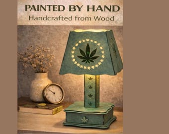 Handmade Wood Table Lamp, Botanical Leaf Lamp, Small Desk Lamp, Bedside Lamp, Wooden Lamp Shade, Desk Light