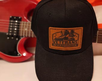 Veterans Never Forgotten Hat | Military Baseball Cap | Veteran Gift for Men | Patriotic Patch Hat | Honor Veterans | Army Navy Air Force Cap