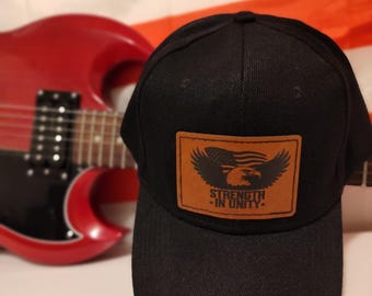 Strength in Unity Hat | American Flag Eagle Baseball Cap | Patriotic Motivational Hat | Custom Patch Cap | Gift for Men & Women