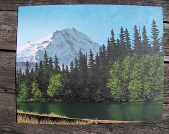 Mount Baker, Baker Lake, Mountains, Washington, Pacific Northwest, Lake, Trees, Forest, Spring, Summer, Original Landscape Oil Painting