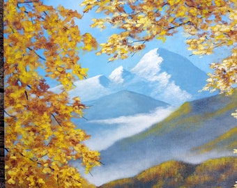 Autumn, Fall, Trees, Leaves, Mountains, Original, Landscape, Oil Painting