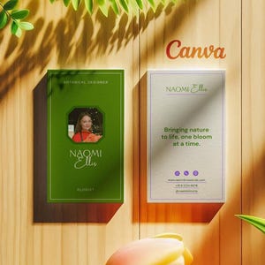 Elegancki nowoczesny szablon wizytówki Canva | Wizytówka ze zdjęciem | Szablon Canva | Wizytówka do druku | Darmowe ikony i wskazówki