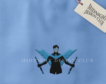 Embroidered Night Vigilante | Blue Wing Weapons Unisex Sweatshirt