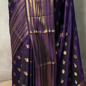 Violett Banarasi Seide Saree mit Goldrand für Frauen traditionellen Saree mit Bluse USA uk Versandkostenfrei Bild 3