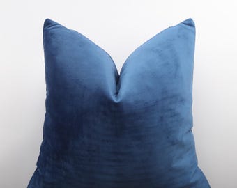 Navy Blue Velvet Pillowcase, Navy Decorative Pillow Cover, Decorative Pillow, Navy Pillow Sofa and Couch,Handmade, Housewarming Gift