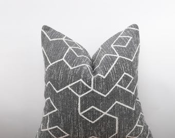 Black and White Striped Square Pillow Cover, Geometric Tufted Cushion for Couch, Modern Neutral Throw Pillowcase, All Sizeable