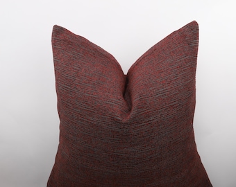 Burgundy and Black Linen Pillow Cover, Burgundy Throw Pillow, Burgundy Luxury Linen Cushion Cover, Burgundy Linen Euro Sham, All Sizeable
