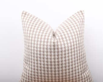Beige and White houndstooth Pillow Cover, Extraordinary Design Pillow Cover, Decorative  Pillow, Euro sham, All Sizeable