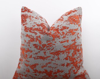 Textured Red and Gray Pillow Cover, Cozy Couch Cushion, Modern Decorative Throw Pillow, Rustic Farmhouse Sofa Pillowcase