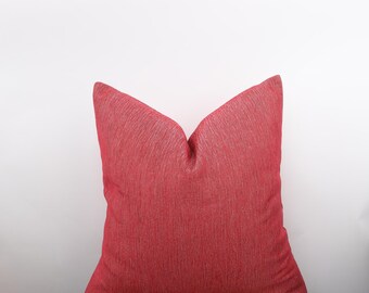 Red and White Basketweave Linen Pillow Cover, Red and White Textured Pillowcase, Red Cushion, Red and White Home Decor, All Sizeable
