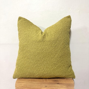 Mustard Boucle Pillow Cover, Mustard Cushion Cover, Soft Woven Throw Pillow Cover, Decorative Cushion, Fluffy Textured Pillowcase, Euro Sham