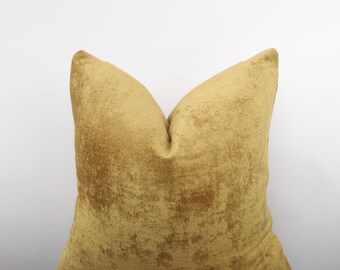 Brown Hairy Pillow Cover, Mustard Cushion, Luxury Throw Pillowcase, Mustard Euro Sham, Modern Home Decor, All Sizeable