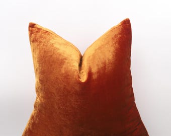 Terracotta Velvet Pillowcase, Orange Decorative Pillow Cover, Terracotta Pillow Sofa and Couch,Handmade,Housewarming Gift