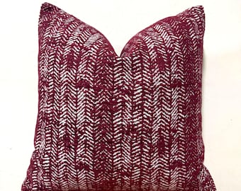 Burgundy Textured Throw Pillow Cover ,Herringbone Pattern Cushion, burgundy cushion, Euro Sham, Sofa Pillow, Red Decorative Throw Pillow