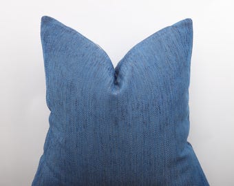 Blue Linen Pillow Cover, Blue Throw Pillow, Blue Cushion, Blue Luxury Linen Cushion Cover, Blue Linen Euro Sham, All Sizeable