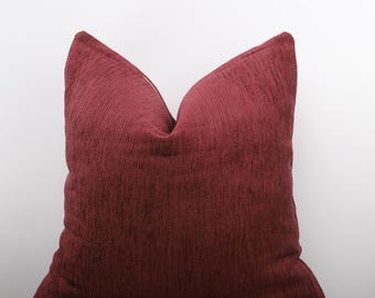 Burgundy Linen Pillow Cover, Burgundy Throw Pillow, Burgundy Luxury Linen Cushion Cover, Burgundy Linen Euro Sham, All Sizeable