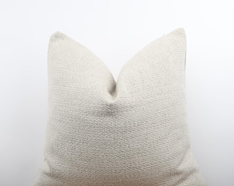 Off White Chenille Pillow Cover, Ivory Throw Pillow, White Cushion, Ivory Thick Chenille Cushion Cover, White Euro Sham, All Sizeable