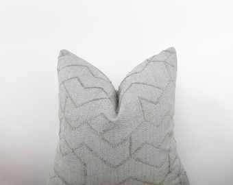 Gray and Green Geometric Striped Pillow Cover, Textured Boho Cushion , 20x20 Gray Pillow, Boucle Throw Pillowcase, All Sizeable