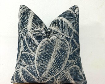 Gray Leaf Pillow Cover, Botanical Throw Pillow, Nature Inspired Cushion, Rustic Sofa Decor, Modern Boho Home Gift, Gray Floral Pillowcase