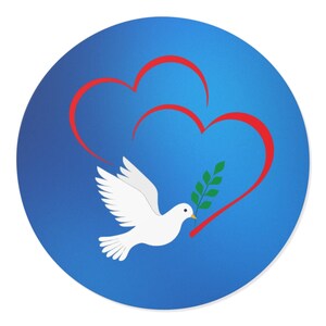 Peaceful Dove ronde vinylstickers - perfect voor bruiloften, jubilea, laptop, cadeauverpakking, Heart & Dove-ontwerp