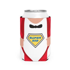 Super Dad Can Cooler Sleeve, Funny Beer Cozy, Father&#39;s Day Gift, Dad Gift Idea, Dad&#39;s Special Occasion Cooler - Gift for Dad, Beer Sleeve,