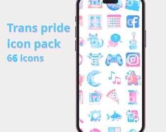 Pacote de ícones de pixel do Trans Pride | iOS, Android, Windows, Mac | Desenhado à mão