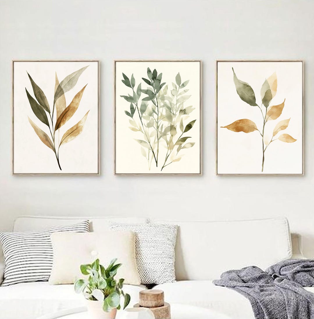 Botanical Wall Art, Set of 3 Posters, Watercolor Paintings Scandinavian ...