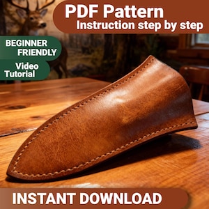 Leather Knife Sheath Pattern PDF with Step-by-Step Instructions and Video Tutorial – DIY Leathercraft Template