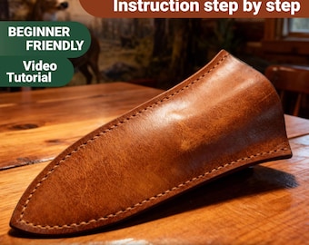 Patrón en PDF para funda de cuchillo de cuero con instrucciones paso a paso y videotutorial – Plantilla para manualidades en cuero