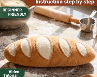 Plush Bread Sewing Pattern PDF: Bread Mascot Video Tutorial