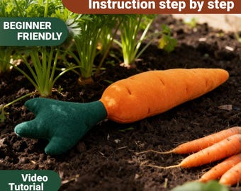 Large Plush Carrot Sewing Pattern PDF: Easy DIY Home Decor (Video tTutorial)