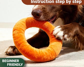 Plush dog toy – donut: sewing PDF pattern and step-by-step instructions.