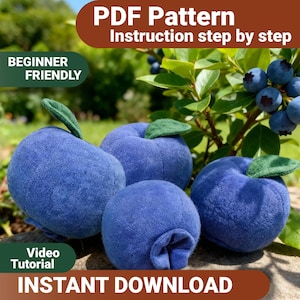 Naaipatroon bosbessen pluche pdf: eenvoudige bosbessenmascotte - videotutorial