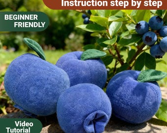 Blueberry Plush Sewing Pattern PDF: Easy Bilberry Mascot - Video Tutorial