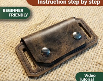 PDF Pattern for a Belt-Mounted Leather Wallet: Minimalist Card and Cash Holder