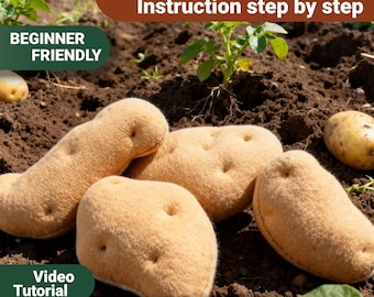 Plush Potatos Sewing Pattern PDF: Vegetable Mascots with Video Tutorial