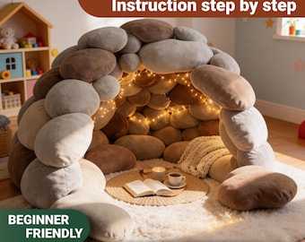 Plush Pebble Sewing Pattern PDF for Soft Rock Plush Toy and Cushion, Easy DIY Fabric Stone Pattern with Instant Digital Download