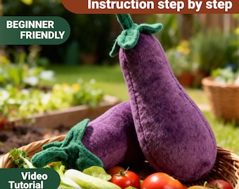 DIY Plush Eggplant - Sewing Pattern PDF & Video Tutorial
