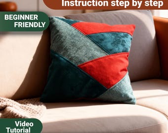 Handmade Patchwork Pillow Pattern - Instant Download PDF + Step-by-Step Video Guide