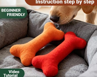 DIY Plush Dog Bone Sewing Pattern PDF: Easy Video Tutorial