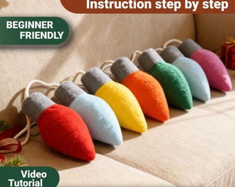 DIY Plush Christmas Bulb – PDF Sewing Pattern & Video Tutorial ( Two Sizes )