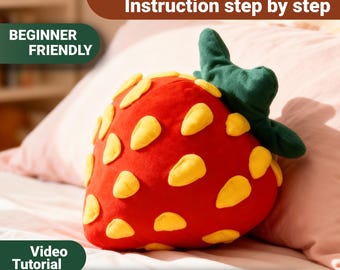 Plush Strawberry Sewing Pattern PDF and Easy Step-by-Step Tutorial