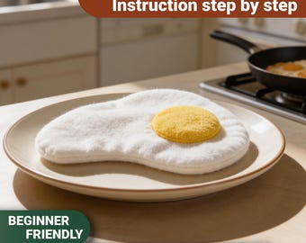 PDF Sewing Pattern For A Plush Pincushion Fried Egg And Step-By-Step Instructions.