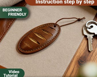 Leather Keychain In The Shape Of Bread – PDF Sewing Pattern + Tutorial, Handbag Charm