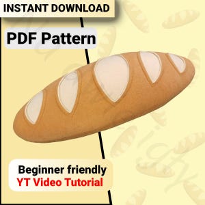 Bread sewing pattern in PDF format, bread patterns, bread mascot, plush baked bread