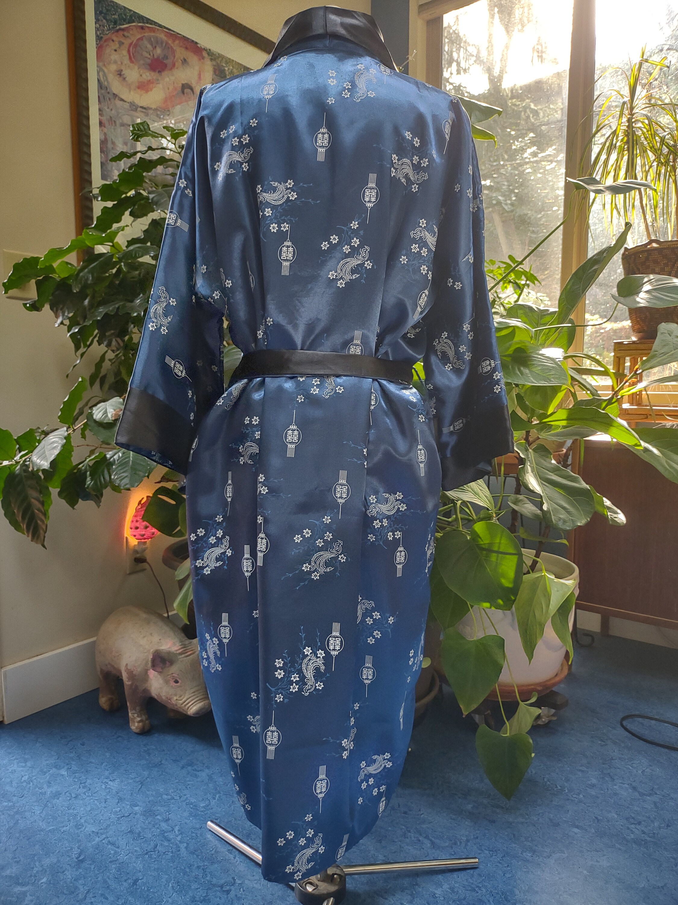 Batik Robe Dragon Vintage Reversable Satin Robe Dragon Kimono - Etsy