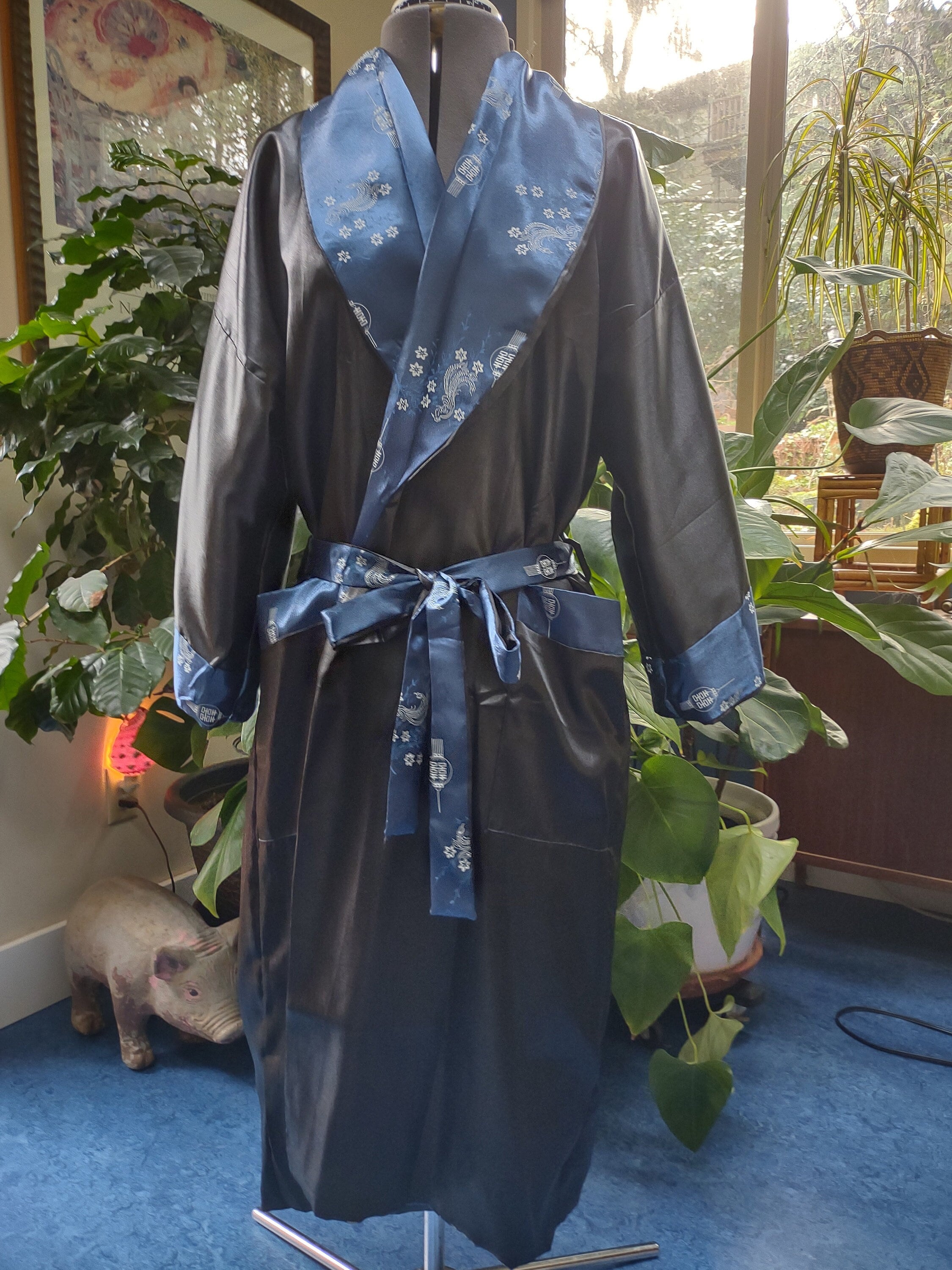 Reversible Satin Robe Vintage Reversable Satin Robe Dragon Kimono - Etsy