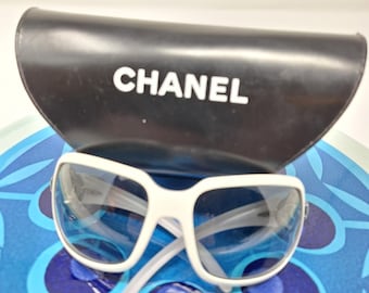 Vintage Y2K Chanel Black Rectangle Sunglasses Classic CC Logo