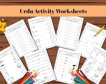 Urdu Haroof Level 2 Worksheets | Tracing | Writing | 2-Letter Words | Colors | Concepts and Urdu Counting | Kids Activity Pages