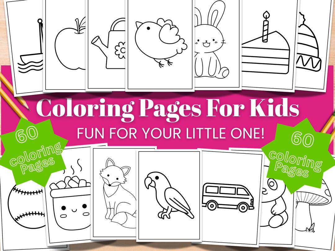 Coloring Pages for Preschool Kids Printable Digital Download Simple